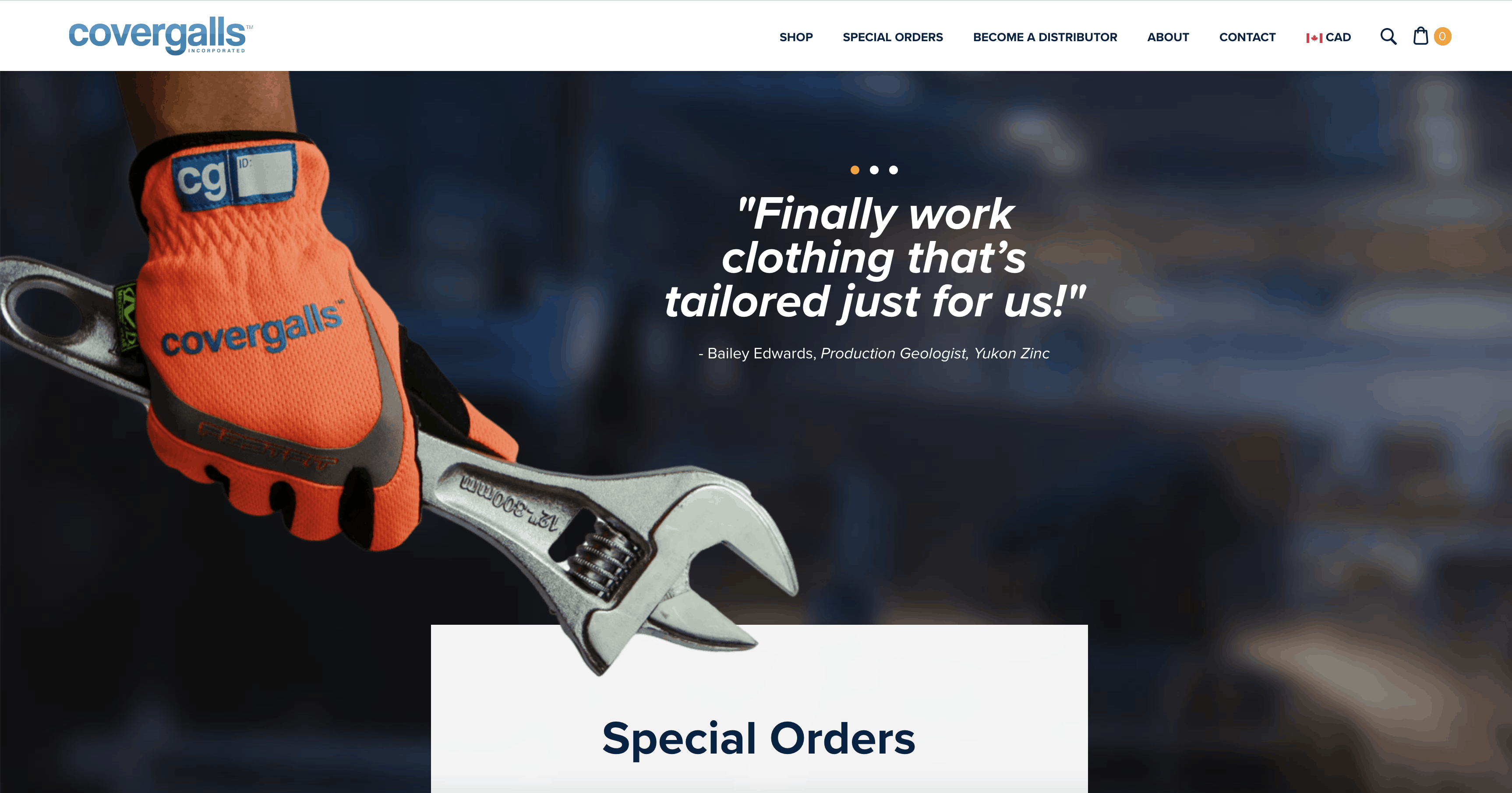 Custom Shopify Theme Design for Covergalls Workwear