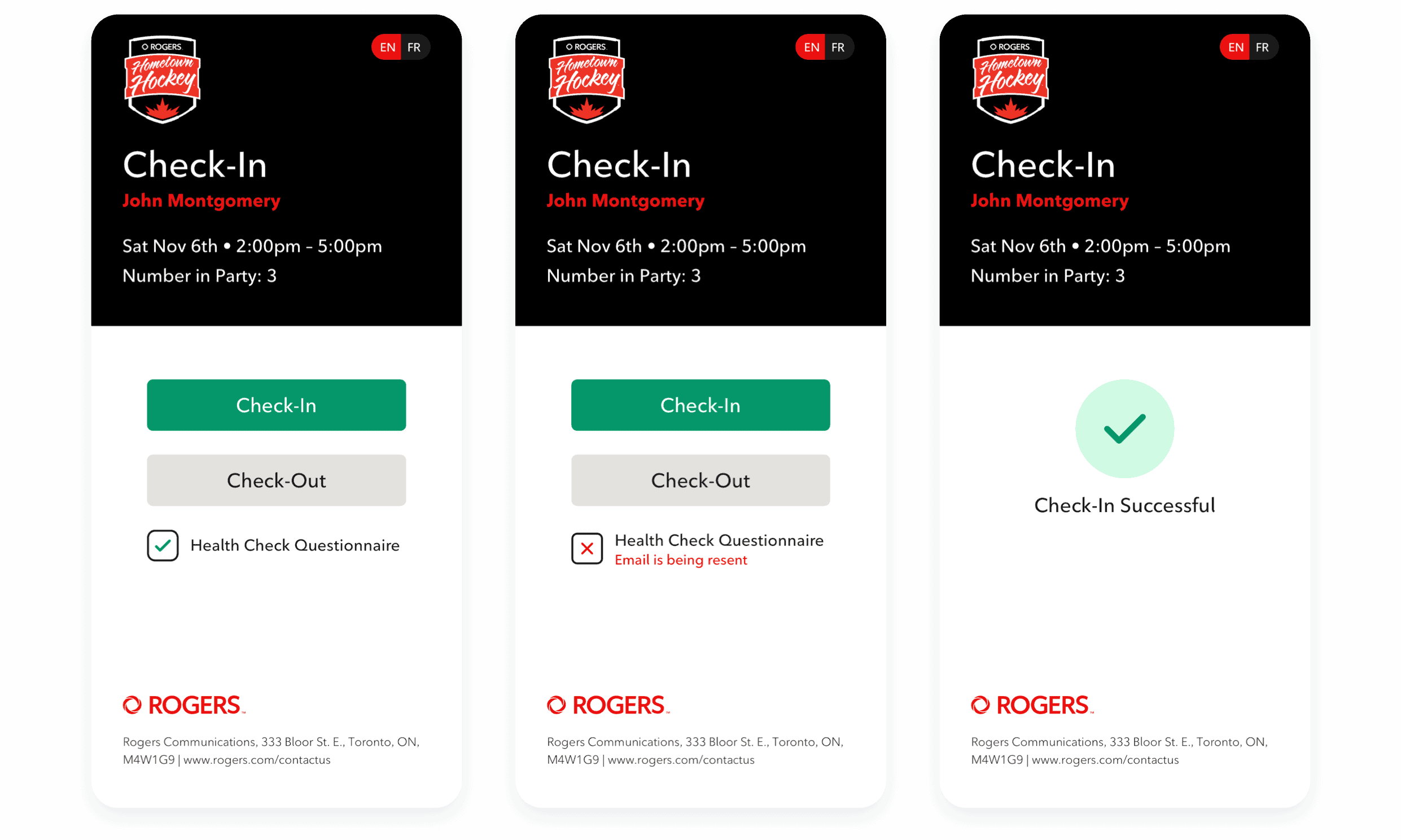 Rogers Hometown Hockey Check-In Flow